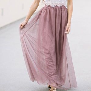 Mauve Tulle Maxi Skirt